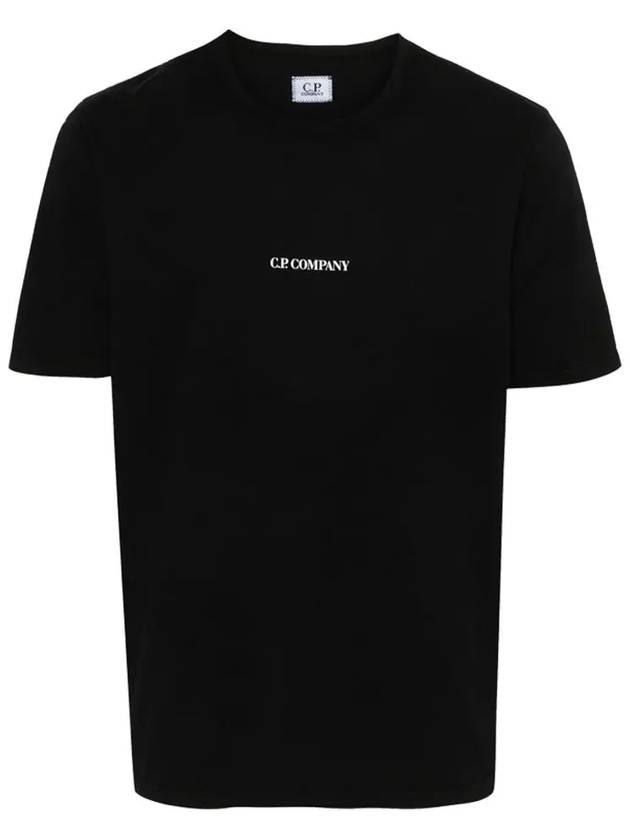 24/1 Jersey Garment Dyed Logo Short Sleeve T-Shirt Black - CP COMPANY - BALAAN 3