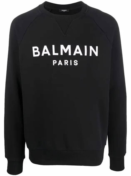 Paris Logo Crew Neck Sweatshirt Black - BALMAIN - BALAAN.