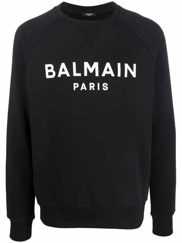 Paris Logo Crew Neck Sweatshirt Black - BALMAIN - BALAAN 1