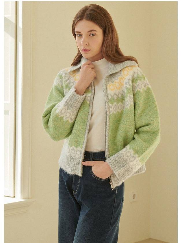 Women's Milky Wool Hair Knit Zip-Up Jacket Yondu - MICANE - BALAAN 6