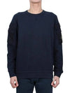 Garment Dyed Double Pocket Brushed Cotton Fleece Sweatshirt Navy - STONE ISLAND - BALAAN 2