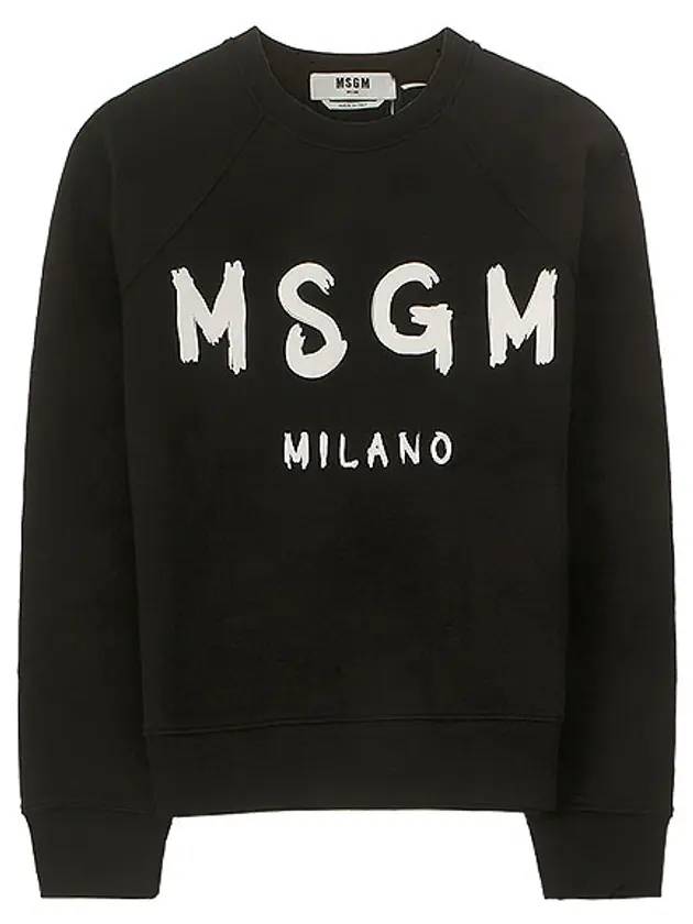 Milano Brushed Logo Print Cotton Sweatshirt Black - MSGM - BALAAN 1