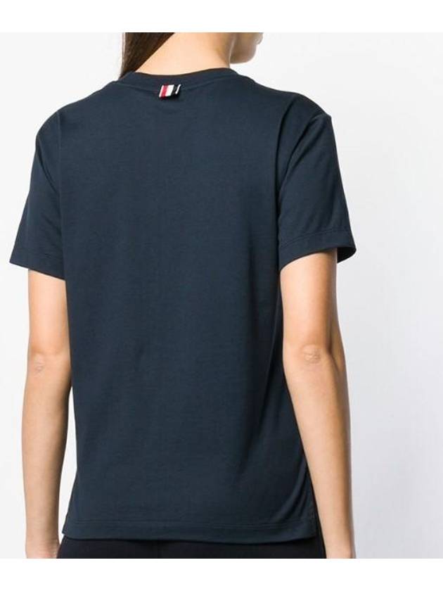 Logo Patch Lightweight Jersey Relaxed Fit Short Sleeve T-Shirt Navy - THOM BROWNE - BALAAN 4