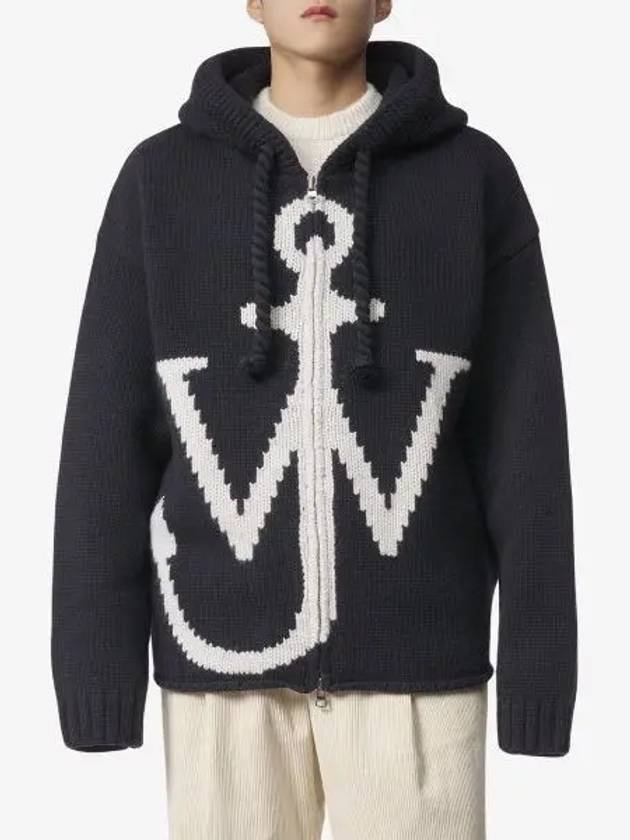 Anchor Logo Wool Zip-Up Hoodie Navy - JW ANDERSON - BALAAN 2