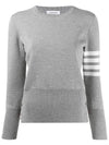 4-Bar Milano Stitch Crew Neck Knit Top Light Grey - THOM BROWNE - BALAAN 5