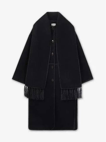 Embroidered Scarf Single Coat Black - TOTEME - BALAAN 1