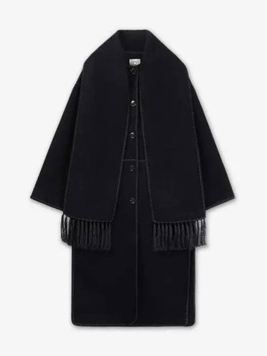 Embroidered Scarf Single Coat Black - TOTEME - BALAAN 1