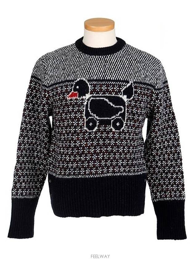 Mohair Duck Toy Motif Tweed Knit Top Navy - THOM BROWNE - BALAAN 3