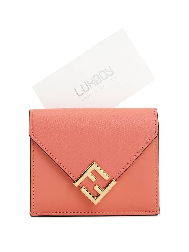 FF Diamond Calf Leather Half Wallet Pink - FENDI - BALAAN 8