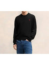 Heart Embroidered Logo Crew Neck Knit Top Black - AMI - BALAAN 4