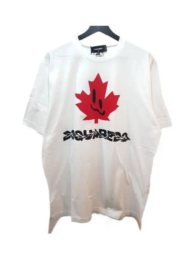 Men's Smiling Leaf Short Sleeve T-Shirt White - DSQUARED2 - BALAAN 2