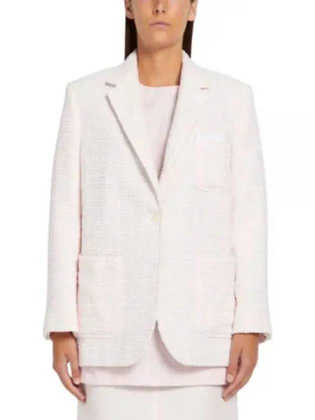 Hop Sack Check Tweed Crop Jacket Pink - THOM BROWNE - BALAAN 2