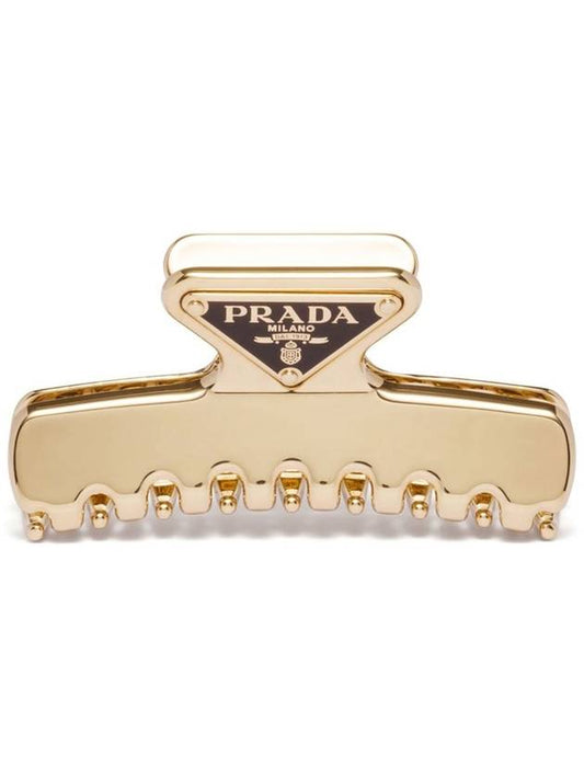 Women's Logo Metal Hair Clip Gold - PRADA - BALAAN 2