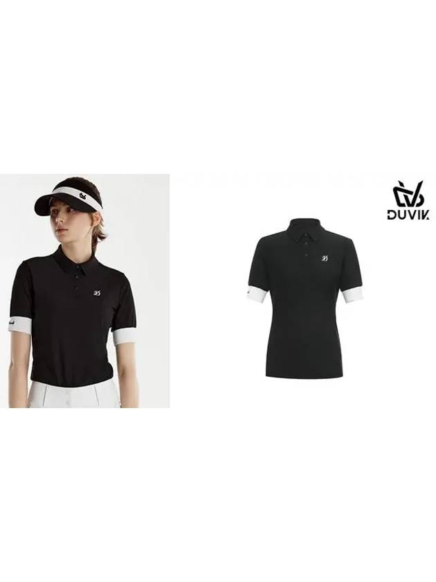 color matching point Y-collar short-sleeved T-shirt DE2WTS121BK - DUVIK - BALAAN 7