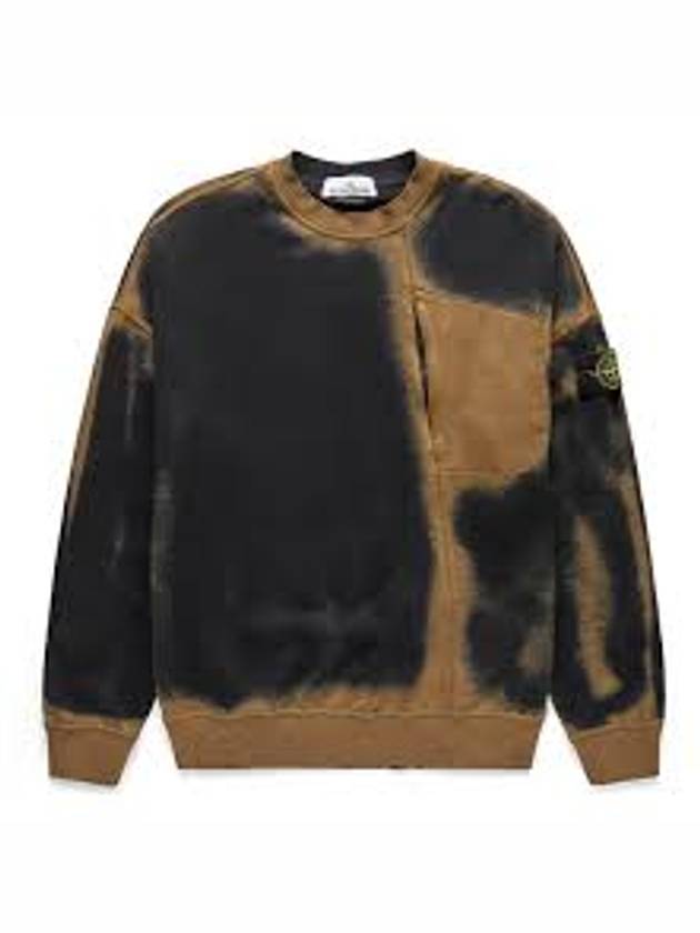 Hand Sprayed Airbrush Treatment Crew Neck Sweatshirt Dark Beige Black - STONE ISLAND - BALAAN 6