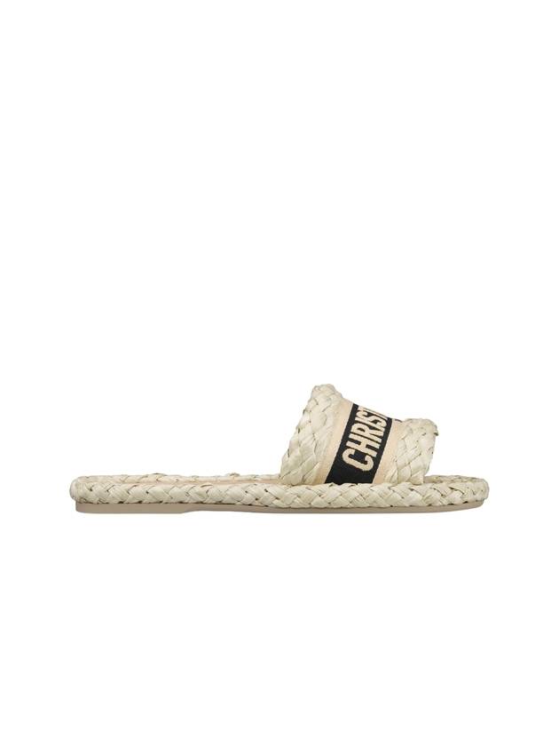 Women's Dway Embroidered Cotton Raffia Slippers Beige - DIOR - BALAAN 2