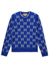 GG Cotton Intarsia Jumper Cobalt Knit Top Blue - GUCCI - BALAAN 3