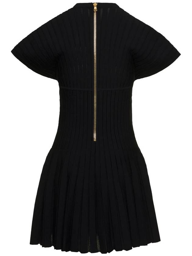 Pleated Mesh Mini Dress YF0R7085KD04 - BALMAIN - BALAAN 3