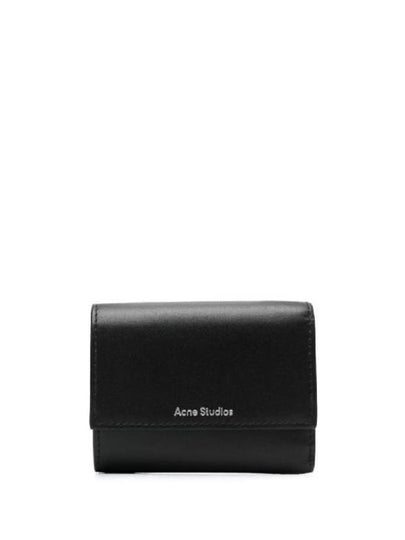 Logo Tri-Fold Leather Half Wallet Black - ACNE STUDIOS - BALAAN 2