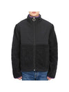 Logo Zip-up Shearling Jacket Black - AMI - BALAAN 1