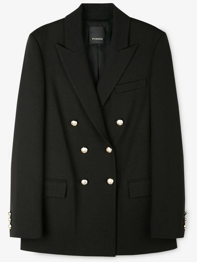 Women's Double Breasted Pocket Jacket Black - PINKO - BALAAN 2