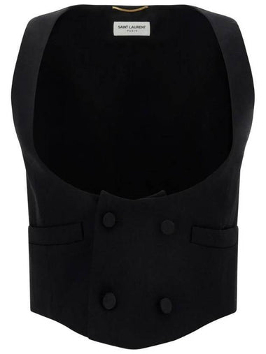 Women's Wool Tuxedo Vest Black - SAINT LAURENT - BALAAN 1