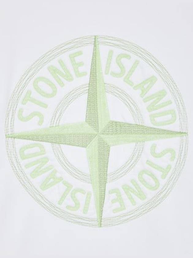 Garment Dyed Stitches Four Print Crewneck Sweatshirt White - STONE ISLAND - BALAAN 3