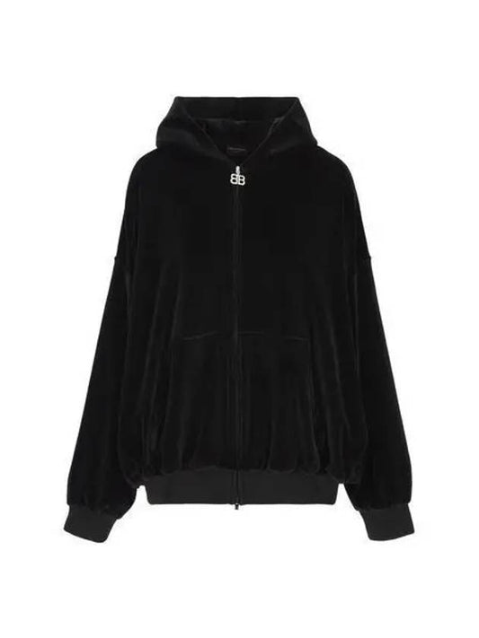 Rhinestone Embellished Hooded Jacket Black - BALENCIAGA - BALAAN 2