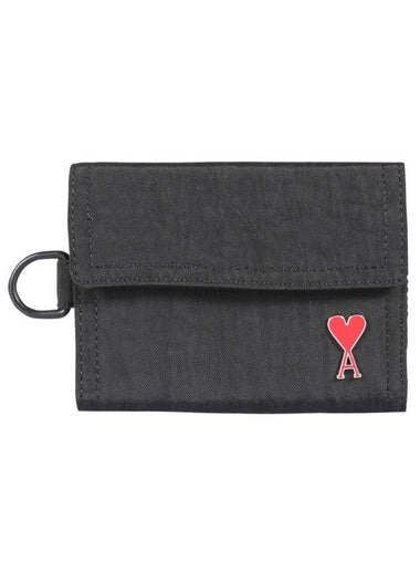 Signature Heart Logo D Ring Half Wallet Black - AMI - BALAAN 1