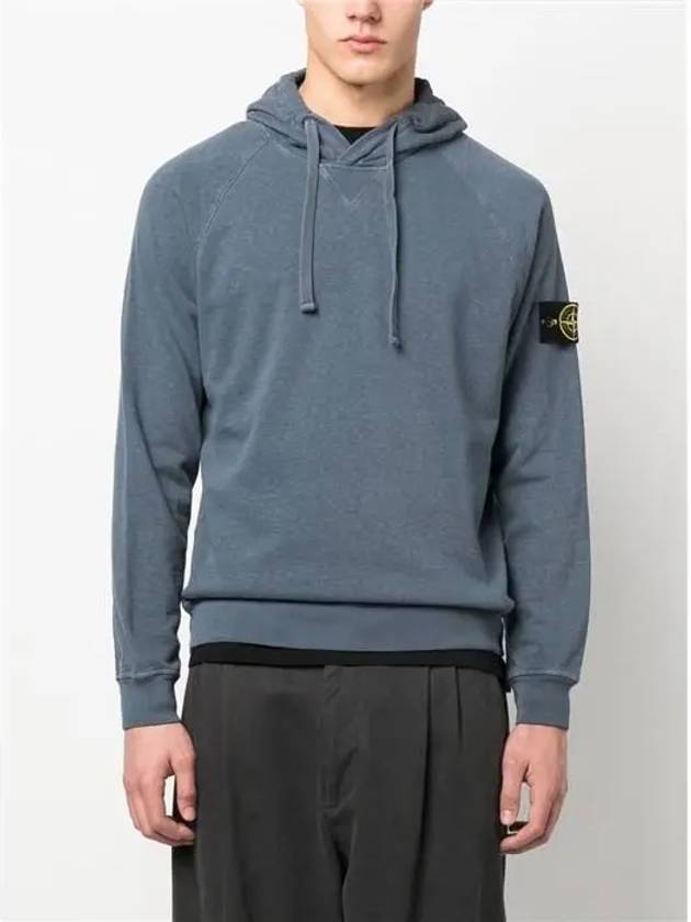 Men's Waffen Patch OLD Treatment Cotton Hoodie Blue - STONE ISLAND - BALAAN 4