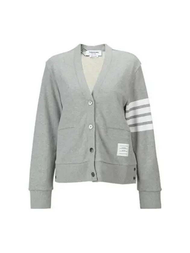 4-Bar Loopback Jersey Cardigan Light Grey - THOM BROWNE - BALAAN 2