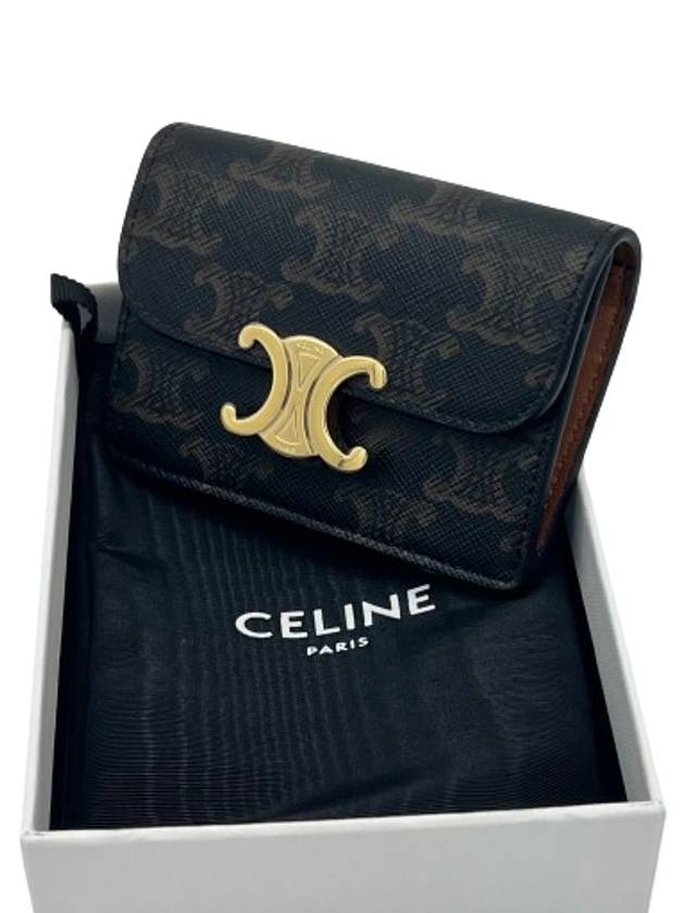 Triomphe Canvas Flap Card Holder Tan - CELINE - BALAAN 1