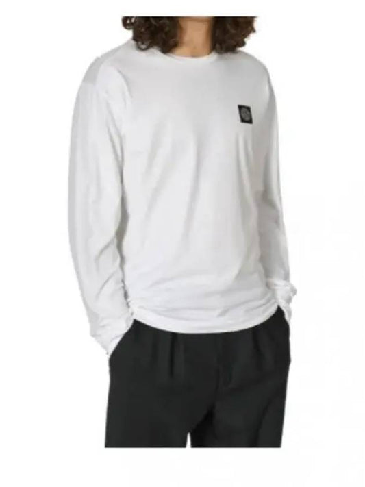 Chest Patch Long Sleeve T-Shirt White - STONE ISLAND - BALAAN 2