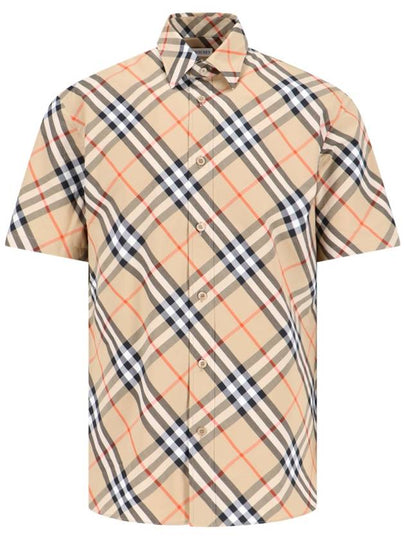 Check Cotton Long Sleeve Shirt Sand - BURBERRY - BALAAN 2