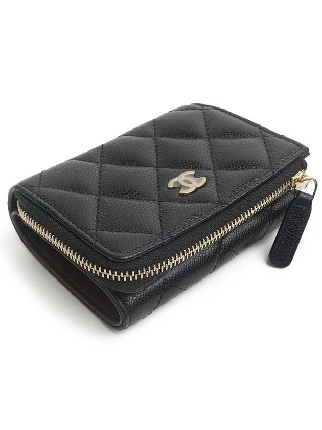 Matelasse Classic Small Flap Zipper 3-Fold Bifold Wallet Black - CHANEL - BALAAN 4