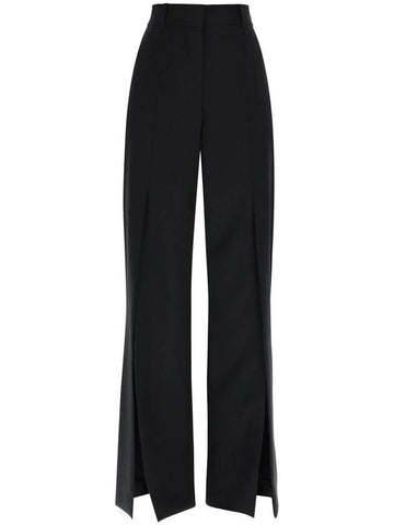 Women's Front Slit Wool Straight Pants Black - BURBERRY - BALAAN 1