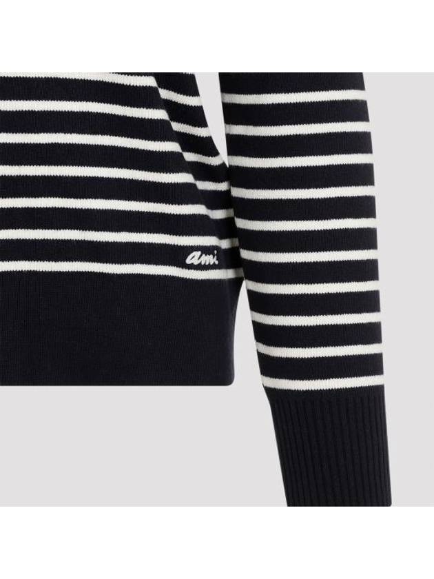 Striped Sailor Crew Neck Knit Top White Navy - AMI - BALAAN 6