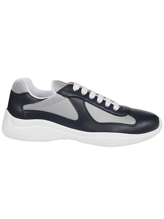 Men's America's Cup Low Top Sneakers Silver Navy - PRADA - BALAAN.