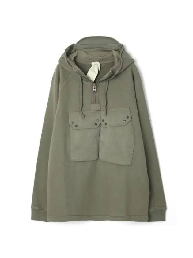 Felpa Chiusa Cappuccio Garment-Dye Hooded Anorak Khaki - TEN C - BALAAN 1