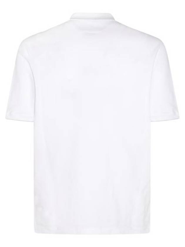 Embroidered Logo Short Sleeve Polo Shirt White - BRUNELLO CUCINELLI - BALAAN 3