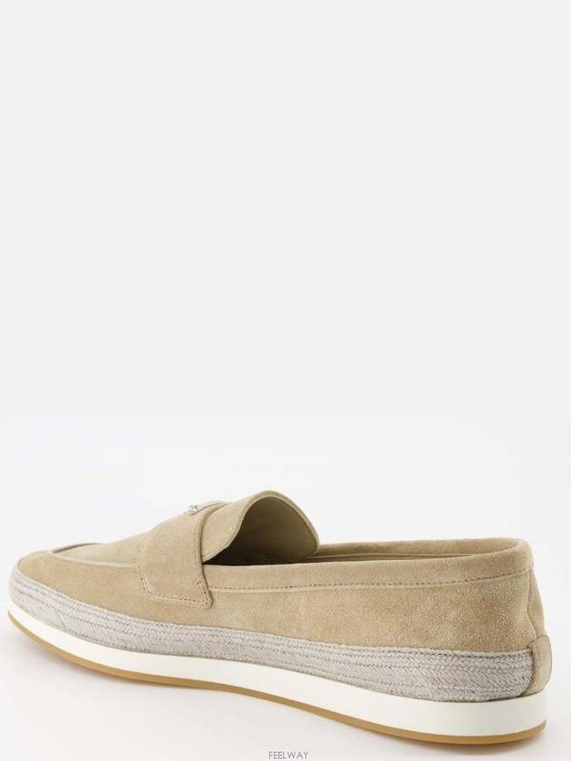 Triangle Logo Suede Loafers Beige - PRADA - BALAAN 7