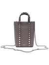 Rockstud Logo Chain Top Handle Tote Bag Taupe - VALENTINO - BALAAN 5