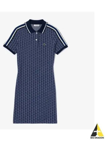 Women s Monogram Polo Dress Navy - LACOSTE - BALAAN 1