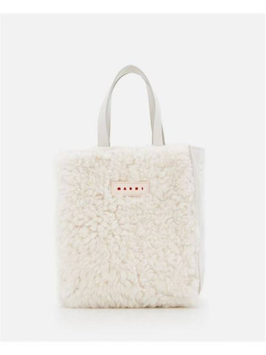 Shearling Museo Soft Mini Tote Bag White - MARNI - BALAAN 1