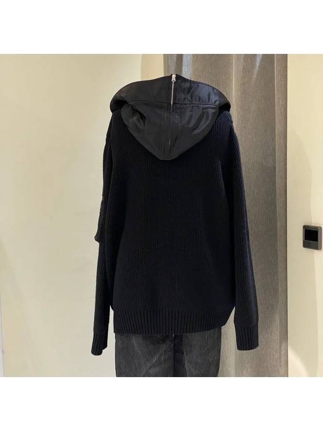 Wool Knit Mixed Hoodie Black - SACAI - BALAAN 3