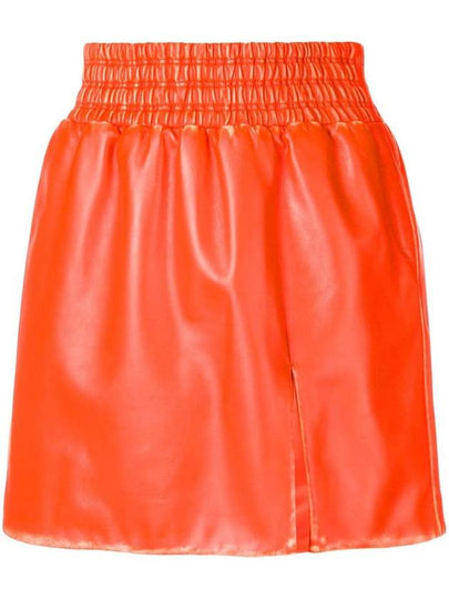 leather H-line skirt orange - MIU MIU - BALAAN 2