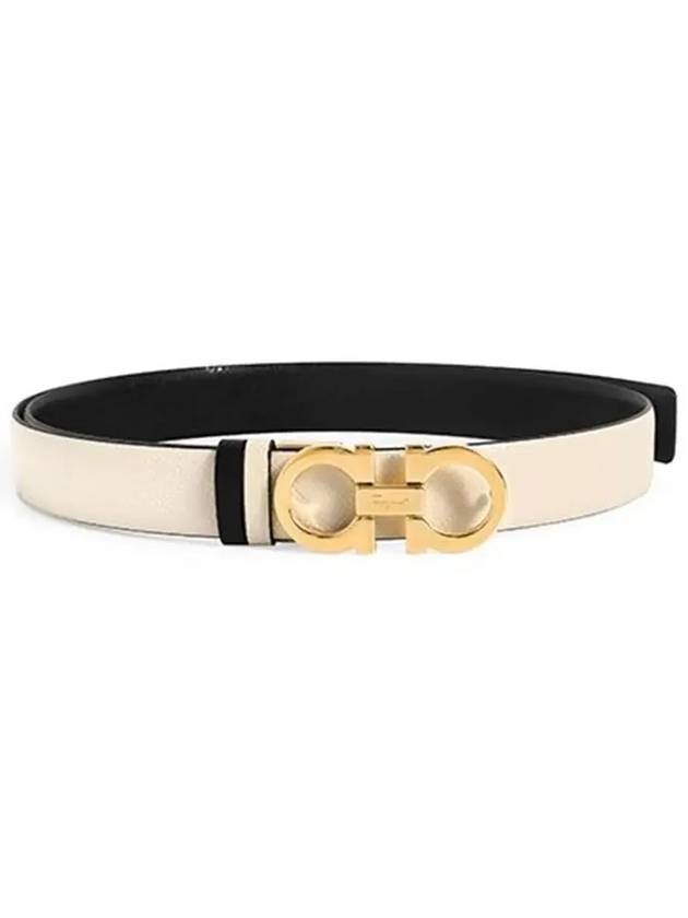 Reversible Gancini Leather Belt Black Bone - SALVATORE FERRAGAMO - BALAAN 6