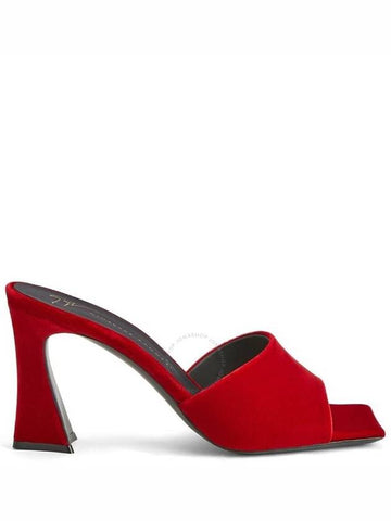 Giuseppe Zanotti Red Solhene Velvet-Effect Mules, Brand Size 37 ( US Size 7 ) - GIUSEPPE ZANOTTI - BALAAN 1