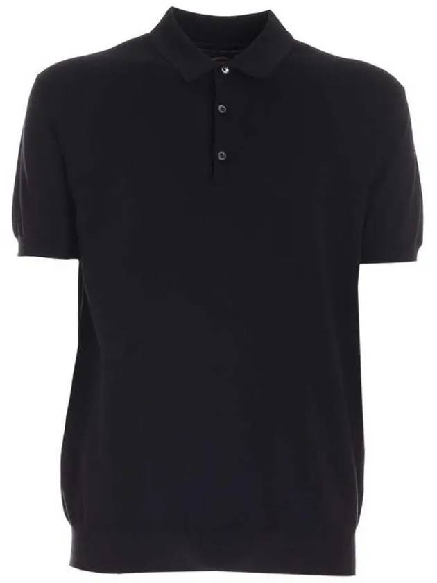 Knit Short Sleeve Polo Shirt Black - BARACUTA - BALAAN 2