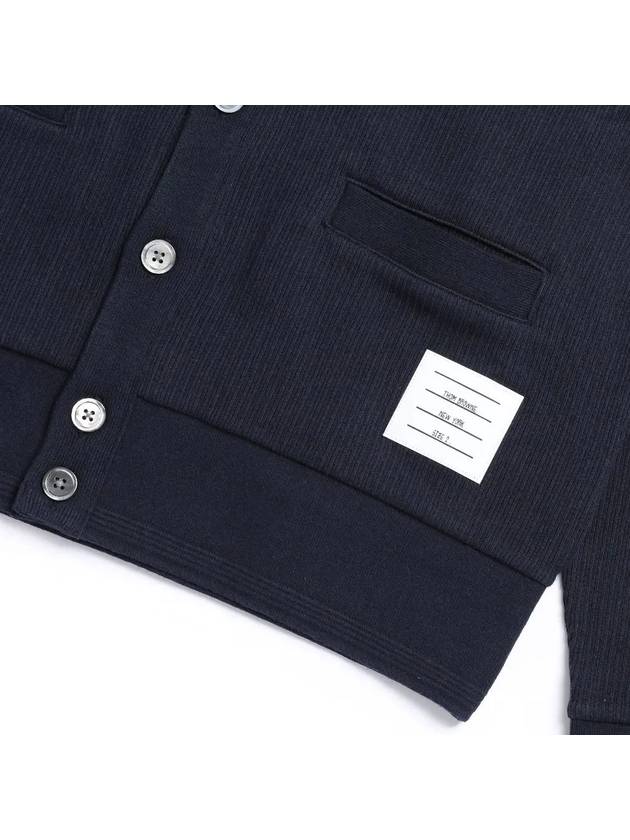 Logo Patch Rib Cardigan Navy - THOM BROWNE - BALAAN 5